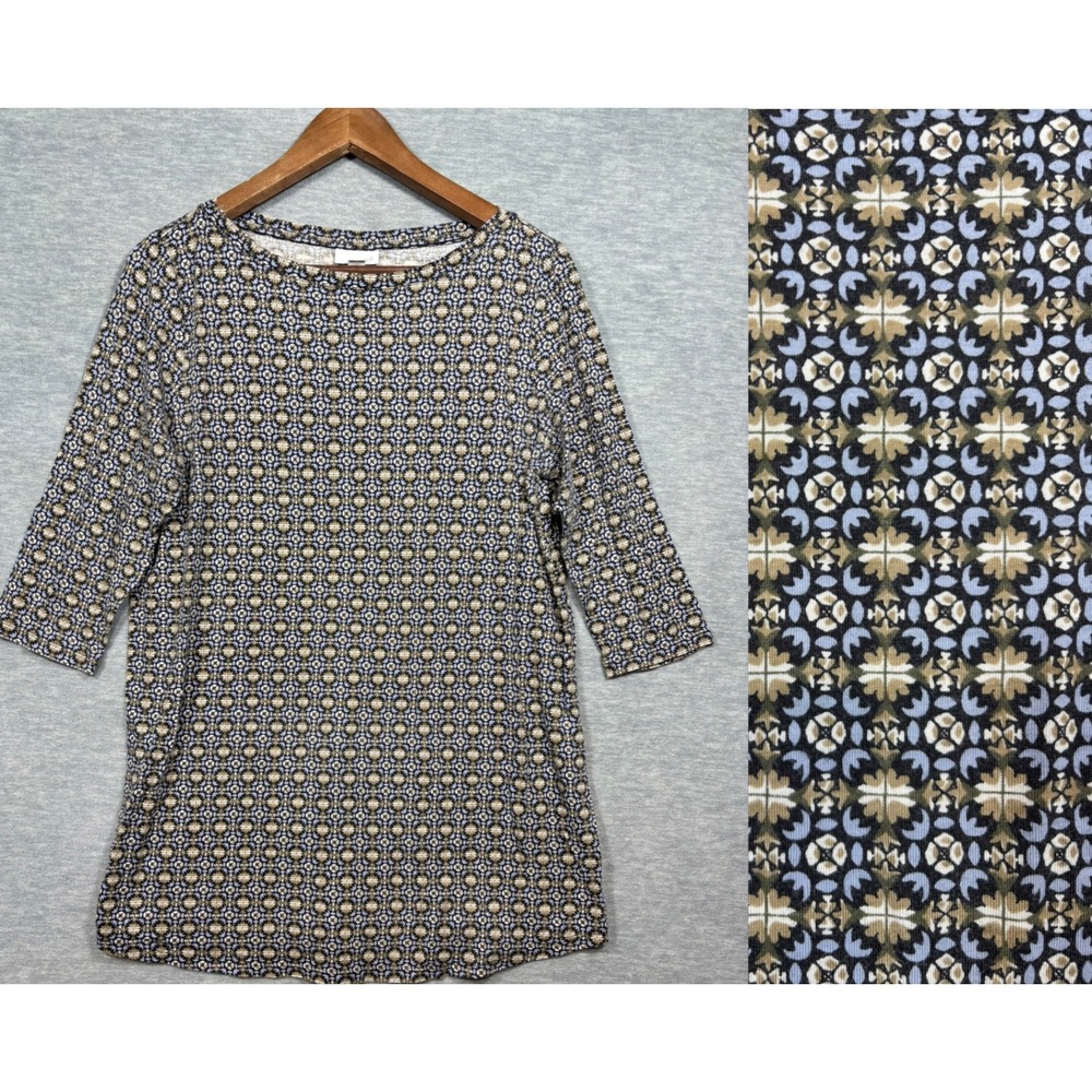 J Jill Women's 3/4 Sleeve Medallion Tunic Print‎ Size M